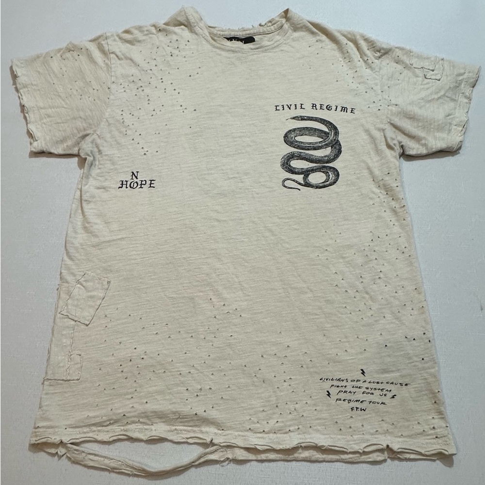 Civil Regime Distressed Snake Graphic T Shirt Size M Streetwear